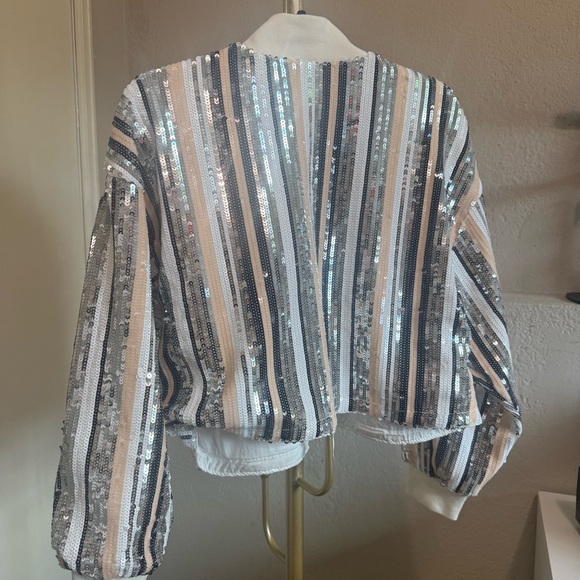 Anthropologie Raga Lunar Half-Zip Sequin Track Jacket w/Cinch Waist - Size Small - Picture 11 of 15